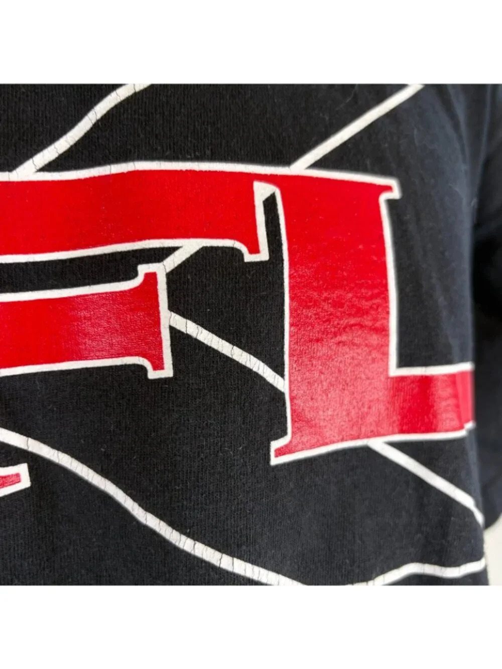 Vintage Champion XFL T Shirt Mens Size L Black Football Logo Vince McMahon Y2K - Picture 6 of 6